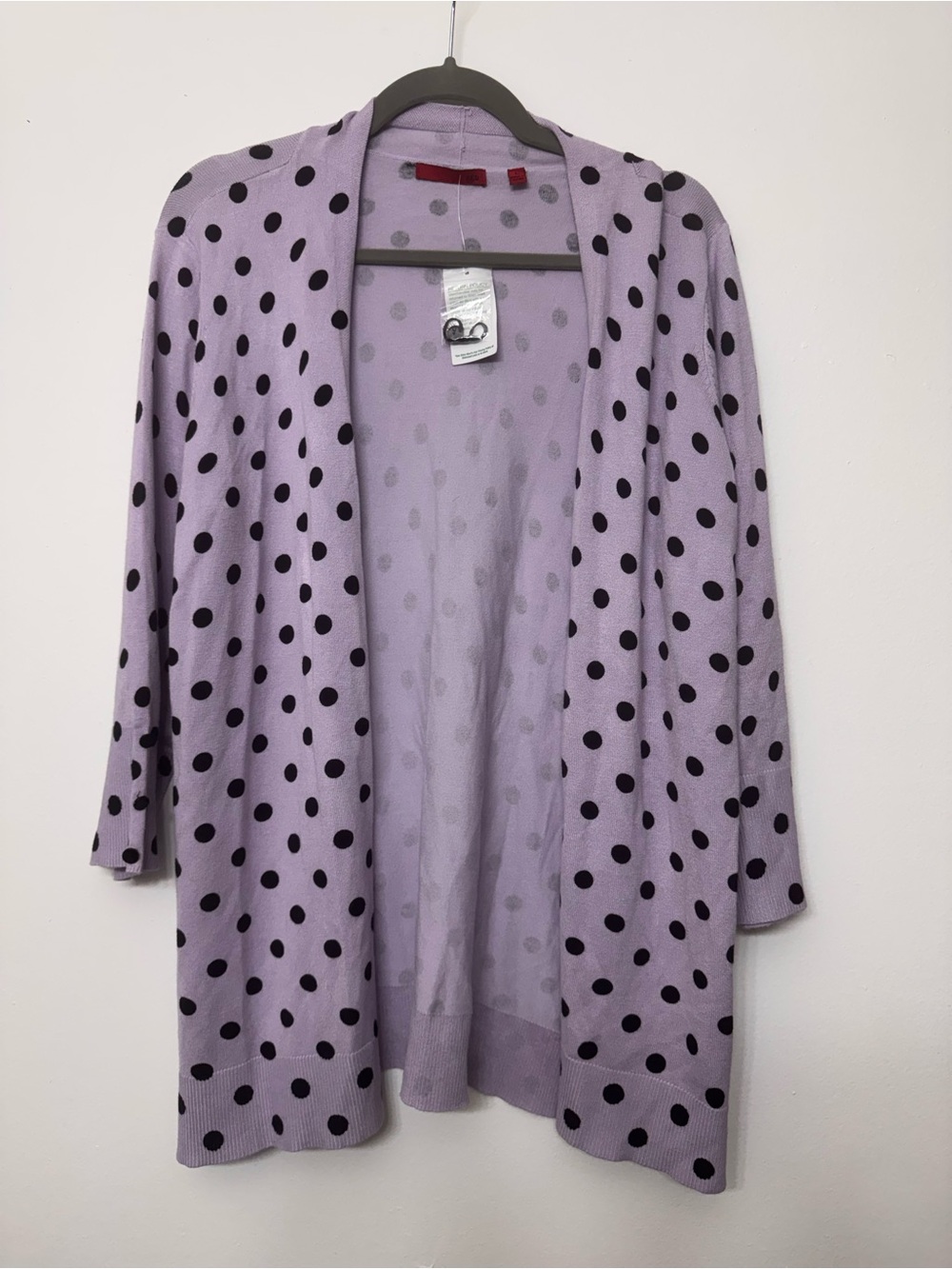 <Red> Lavender Polka Dot Open Cardigan